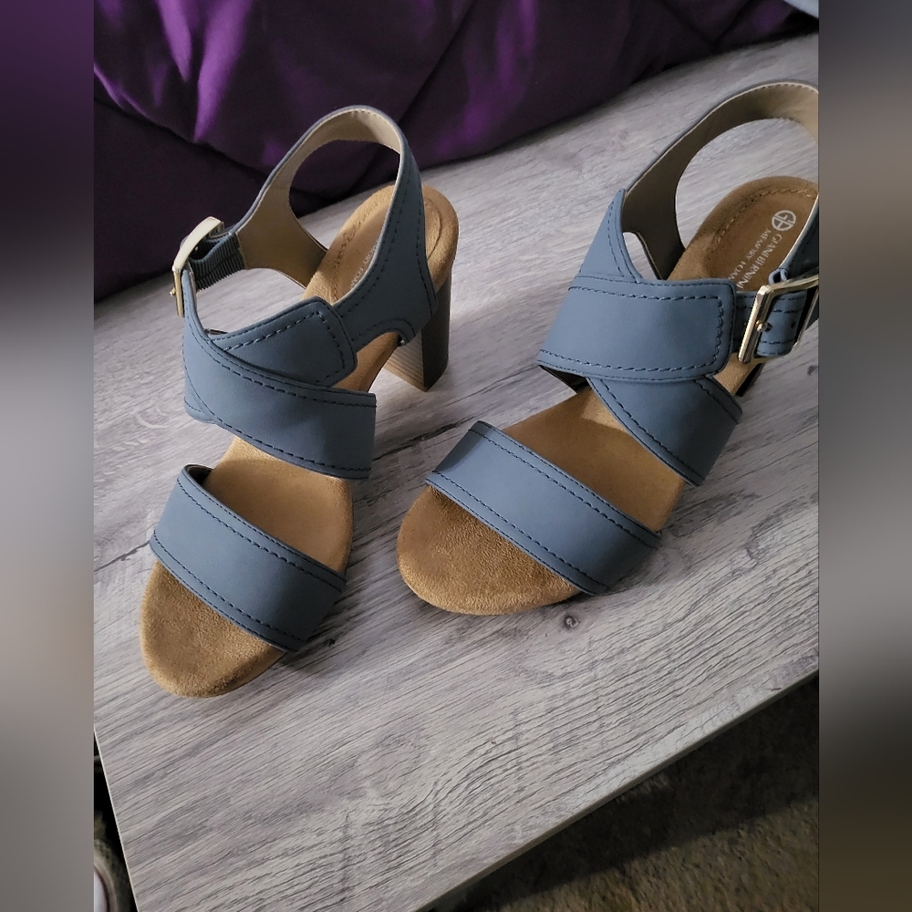 Women's Blue Heeled Sandals